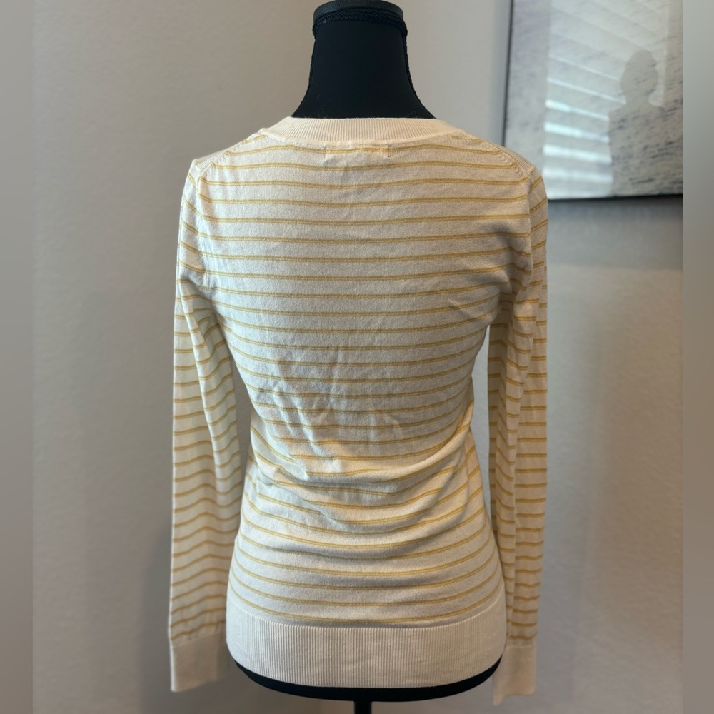 Banana Republic White and Yellow Striped Thin Sweater (XS) - Picture 2 of 4